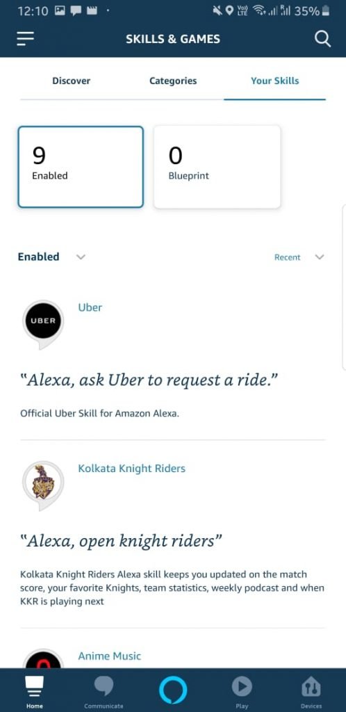 How to Enable and Disable Alexa skills