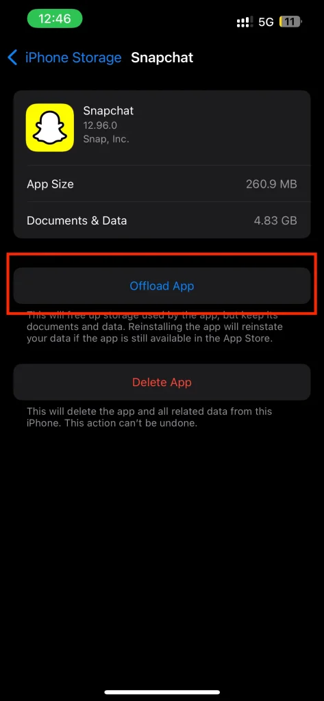 How To Fix Snapchat Support Code SS06 2 Offload the Snapchat App iPhone