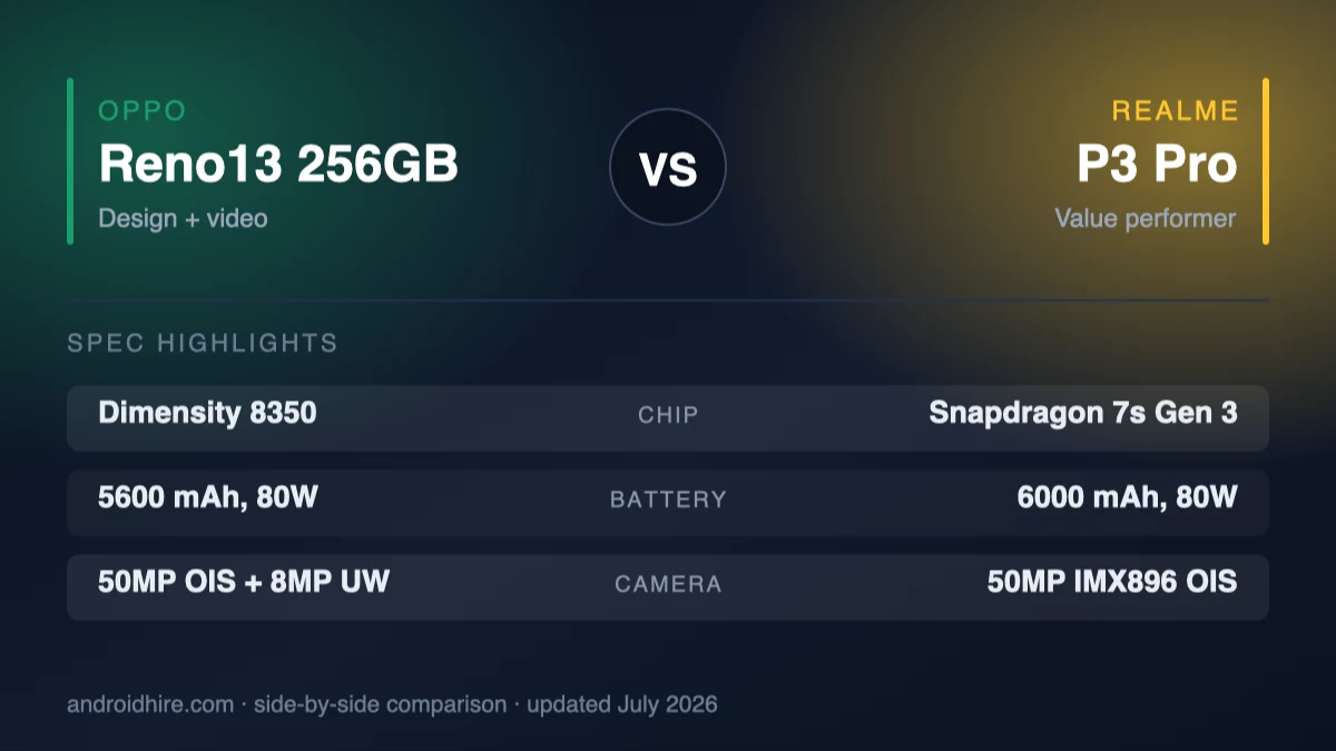 Oppo Reno13 256GB vs realme P3 Pro (2026): Which Mid-Ranger Is Worth It?