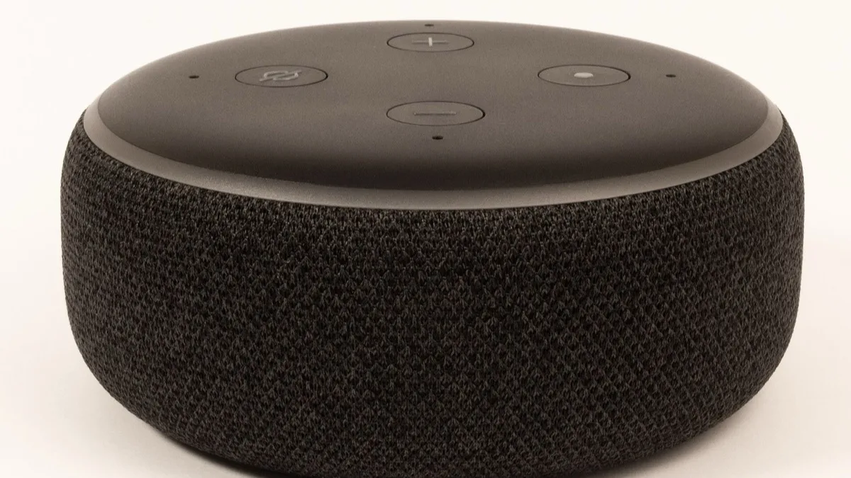 Amazon Echo Dot smart speaker with a black fabric base, the device line hit hardest by the new price increases
