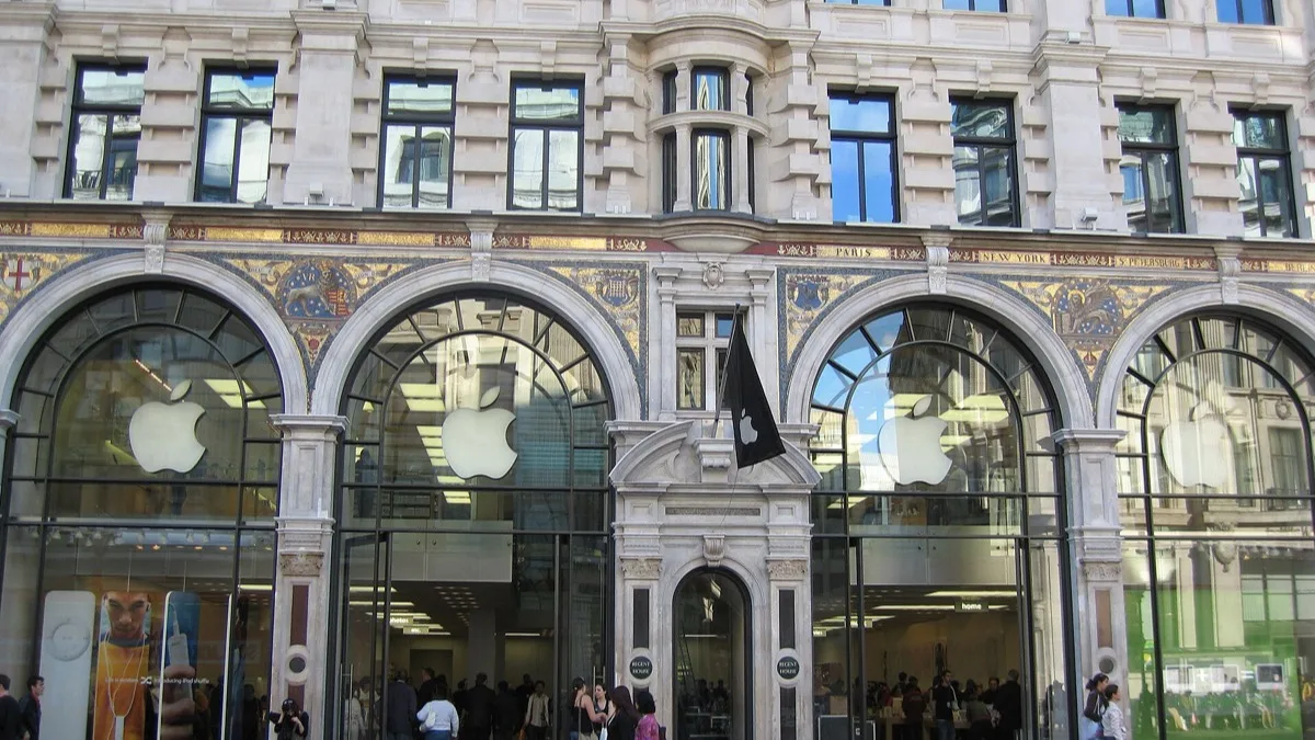 Apple's Regent Street store in London, photographed from the street