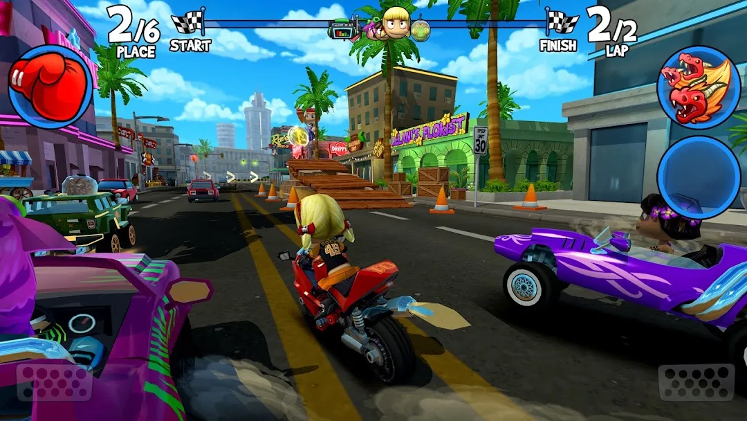 Beach Buggy Racing 2 kart race on Android, the sequel that has no split screen on Android TV unlike the original