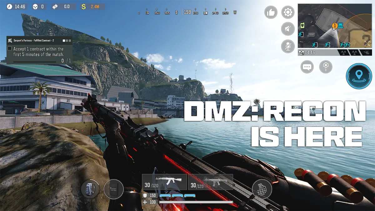 Call of Duty Mobile battle royale on Android, a player aiming down sights