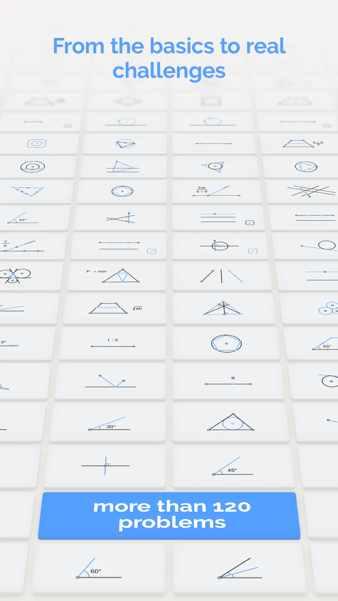 Euclidea geometry construction puzzle on Android, a free brain puzzle game with no ads