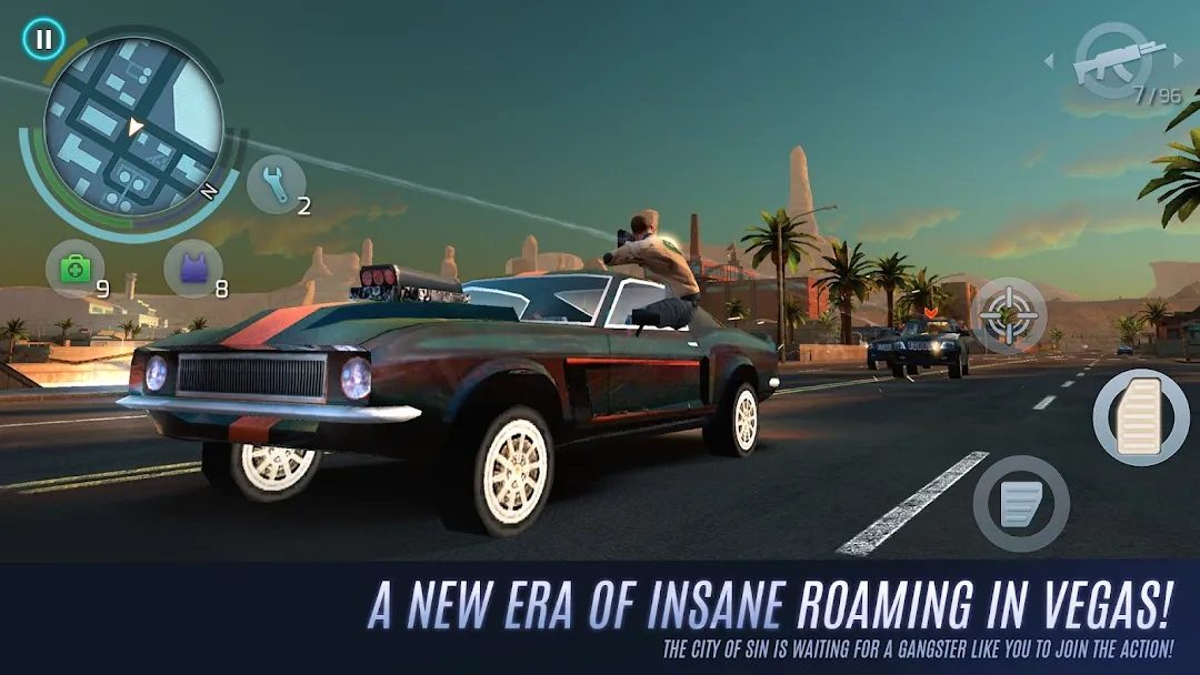 Gangstar Vegas on Android, a free GTA-style open-world game with ads and in-app purchases