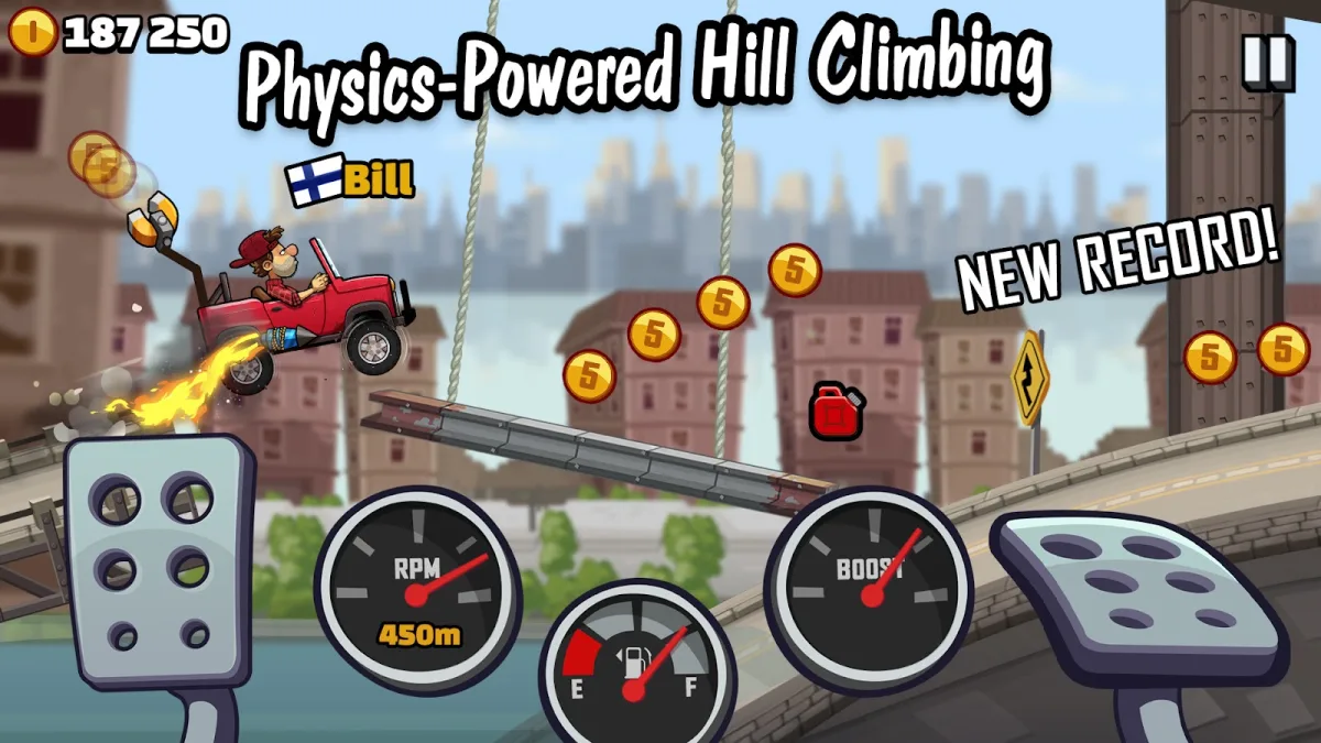 Hill Climb Racing 2 Android screenshot, a free offline racing game without Wi-Fi