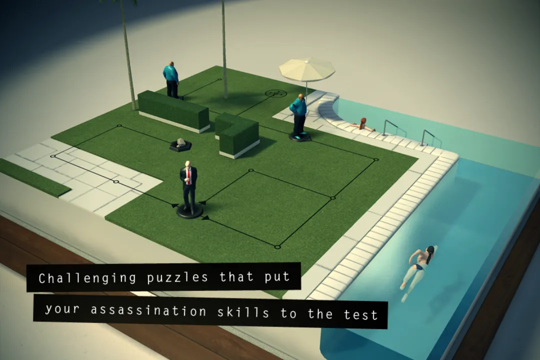 Hitman GO on Android, a turn-based board game puzzle still live on Google Play in 2026