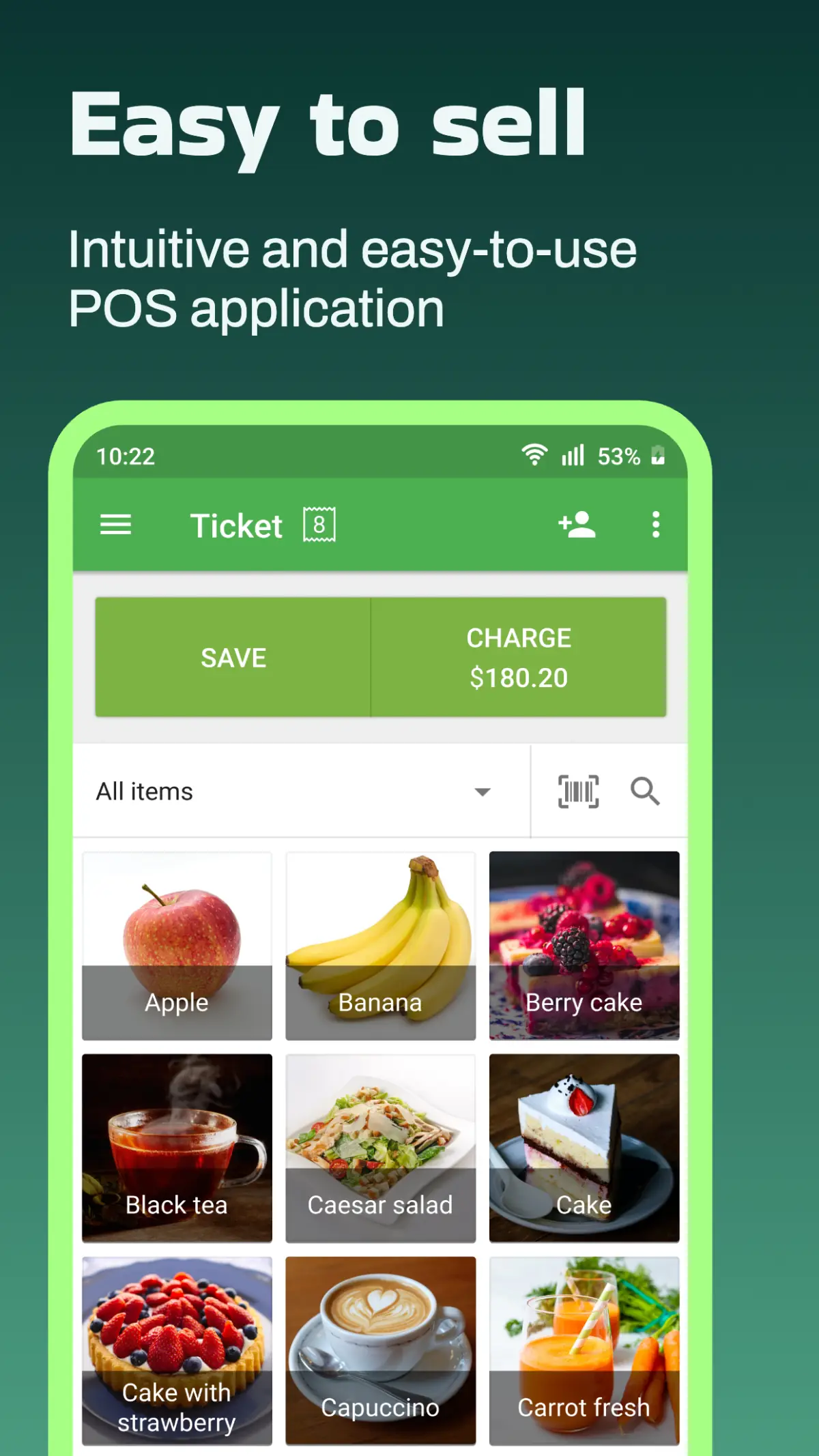 Loyverse POS ticket and checkout on Android from Google Play