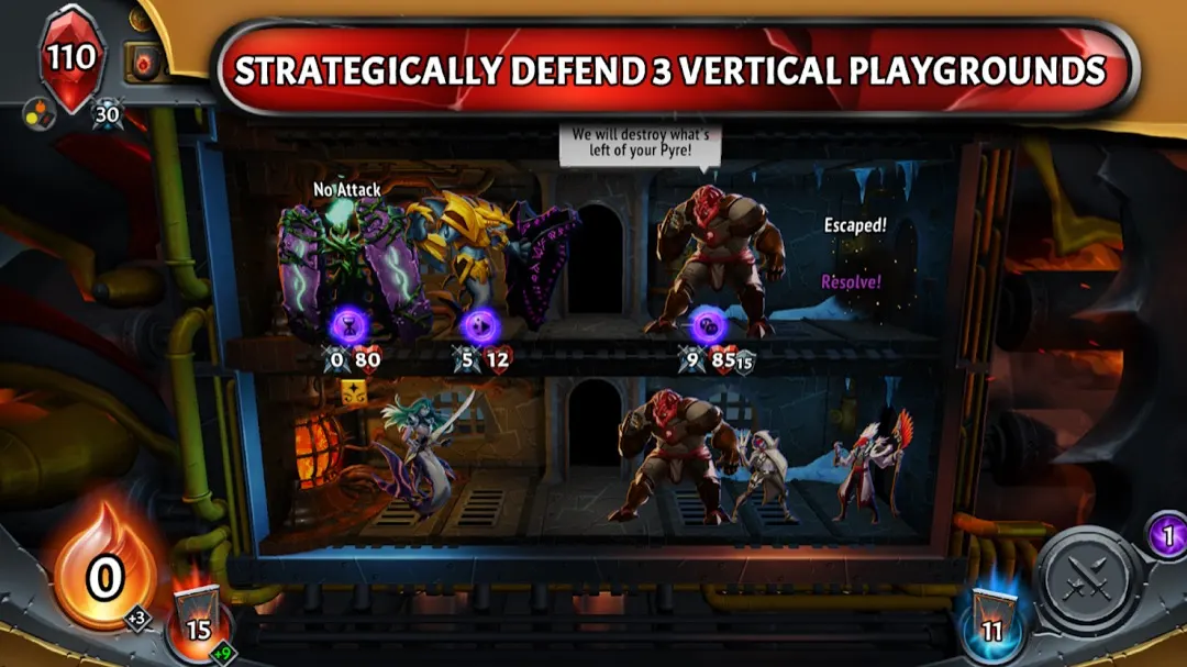 Monster Train official Play Store screenshot of three-floor combat