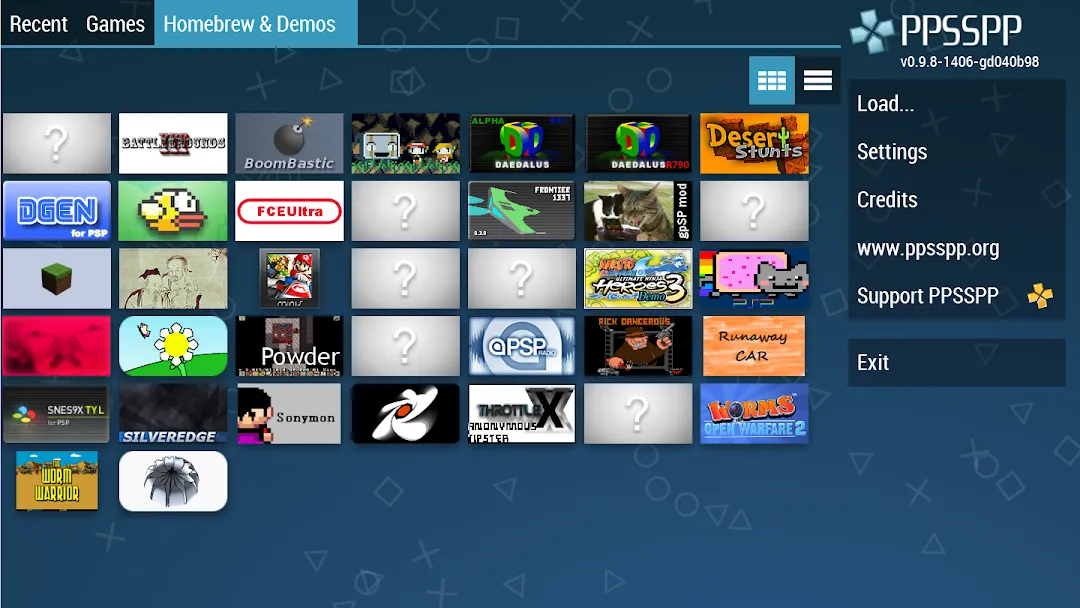 PPSSPP settings screen on Android, where the best PPSSPP settings for each game genre are configured