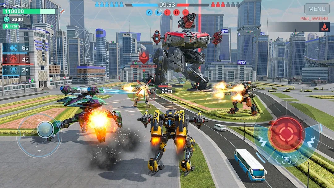 War Robots Android gameplay screenshot, a third-person mech shooting game for Android
