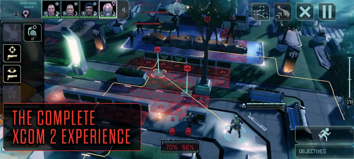 XCOM 2 Collection on Android, a squad taking cover against aliens