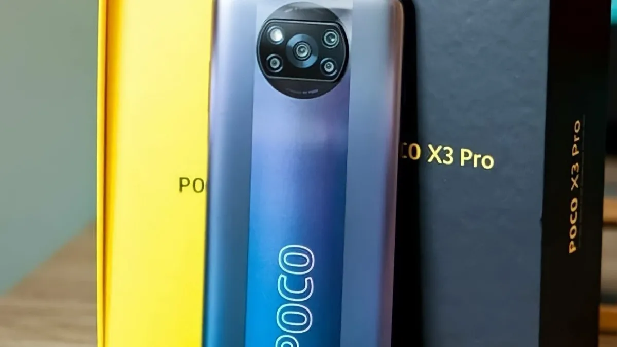 A Poco X3 Pro phone standing between its retail boxes, representing the Poco lineup taking Xiaomi's biggest Japan price hike