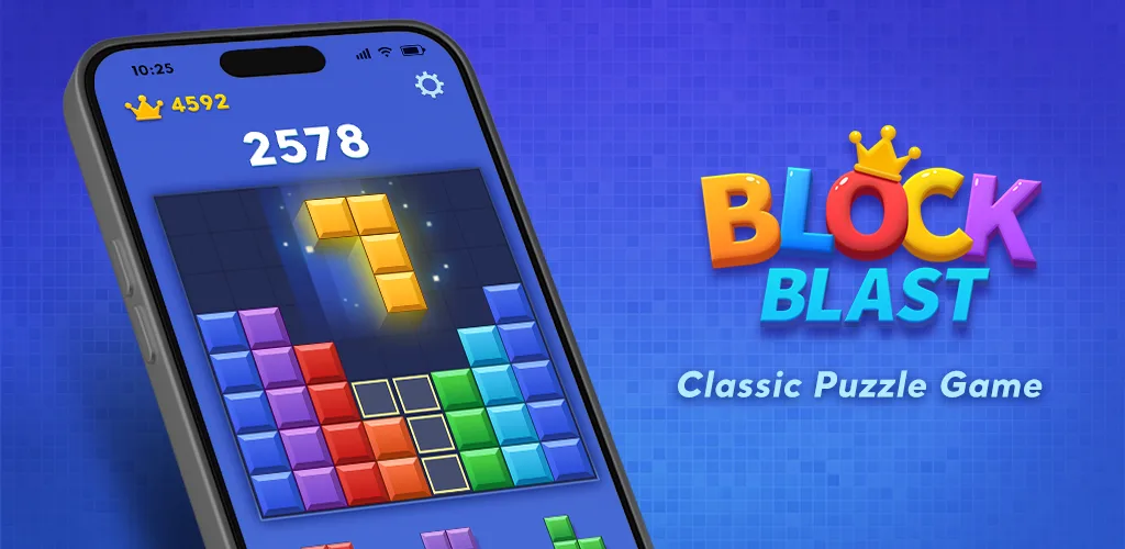Block Blast puzzle game art with colorful blocks, a free mobile game for quick breaks