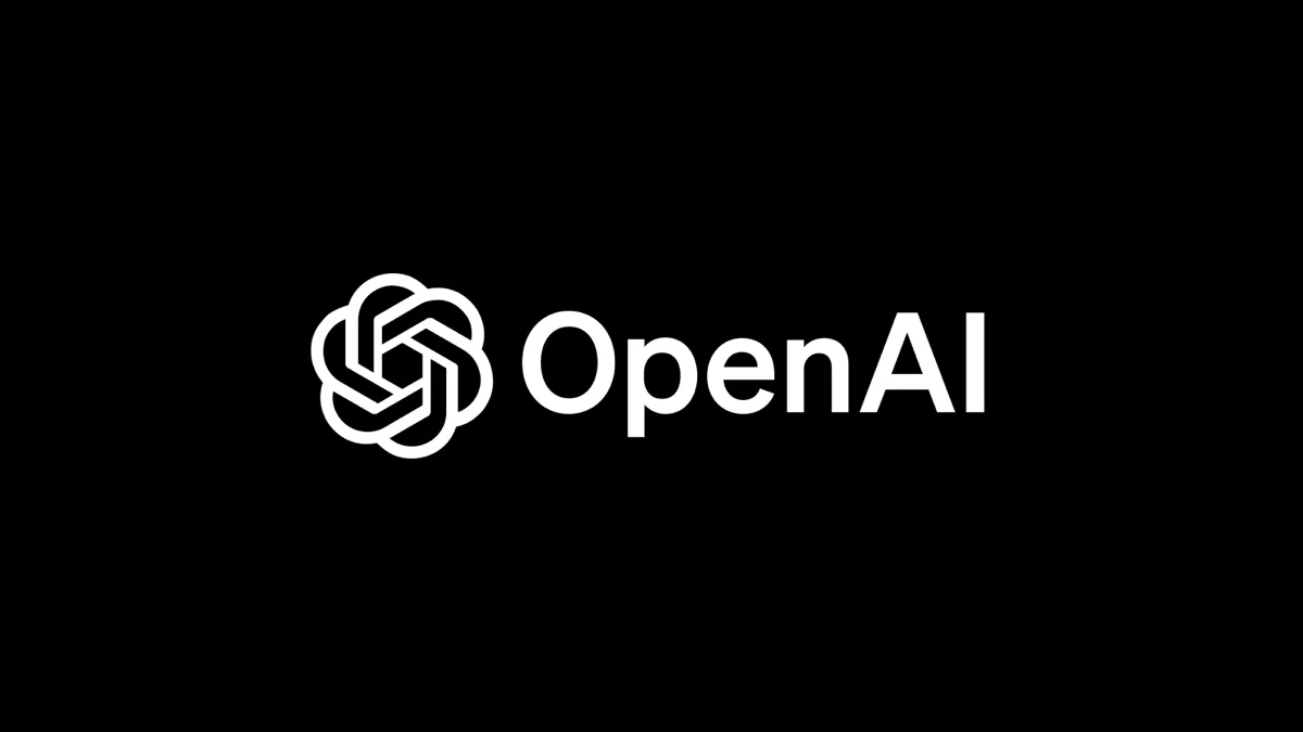 The OpenAI wordmark and knot logo in white on a black background