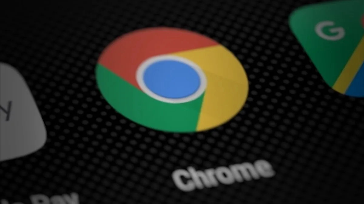 The Google Chrome app icon on a smartphone home screen, shown close up