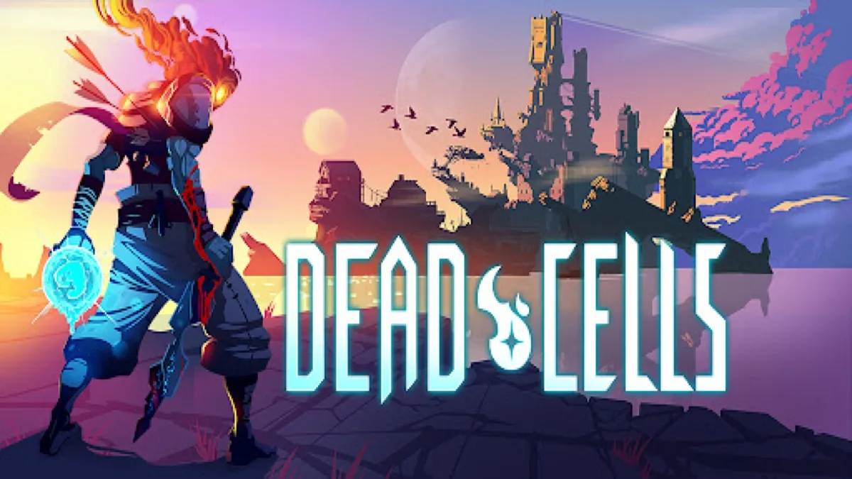 Dead Cells key art of a flame-headed hero in a dark castle, a paid action game with no ads