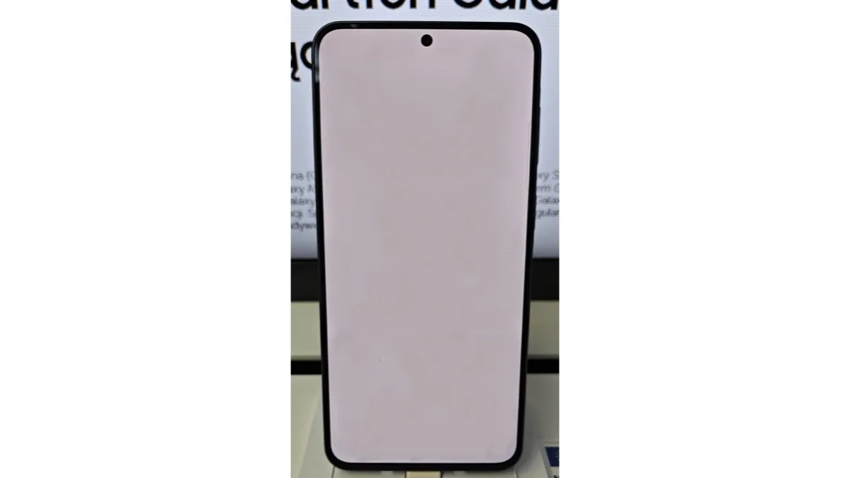 Samsung Galaxy A57 shown front-on with its display off, the first phone to receive Samsung's September 2026 security patch
