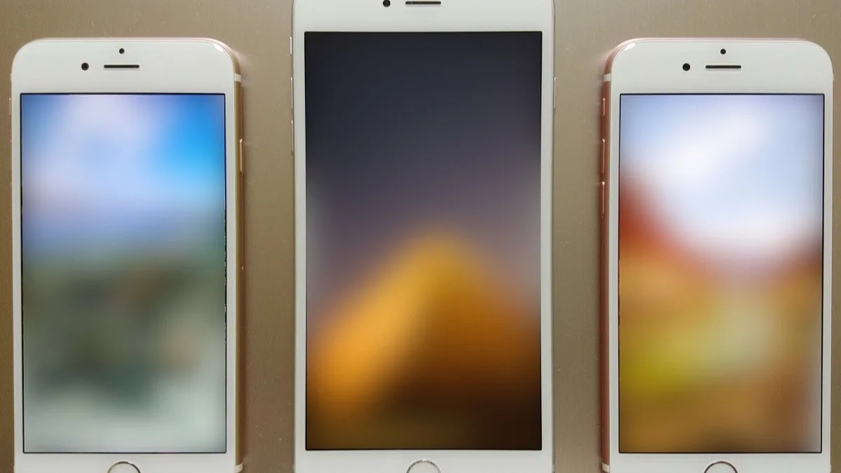 Three iPhone models side by side, each showing the black border that frames its display