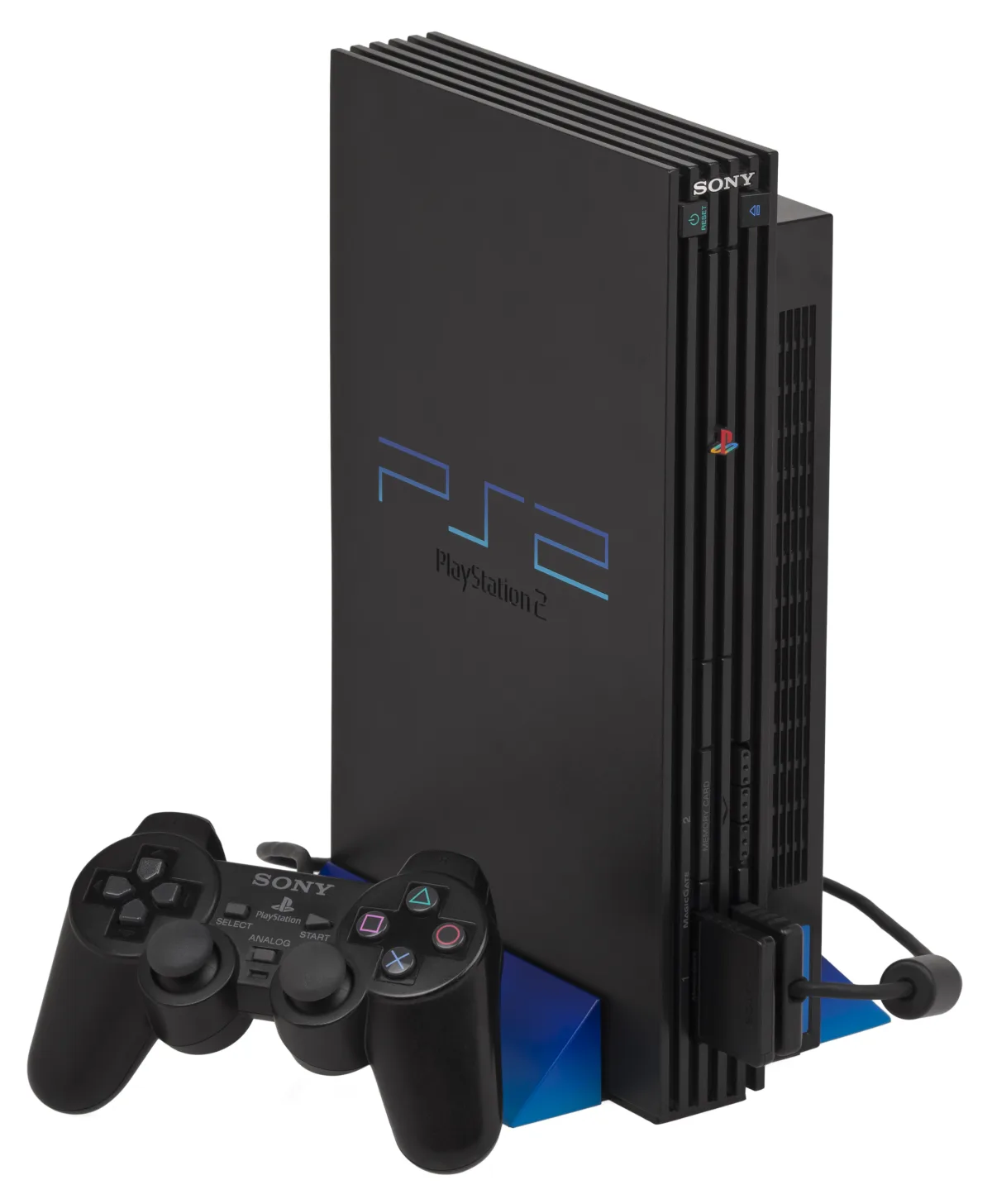 Original PlayStation 2 SCPH-30001 with DualShock 2 and 8MB memory card, used to dump BIOS for NetherSX2