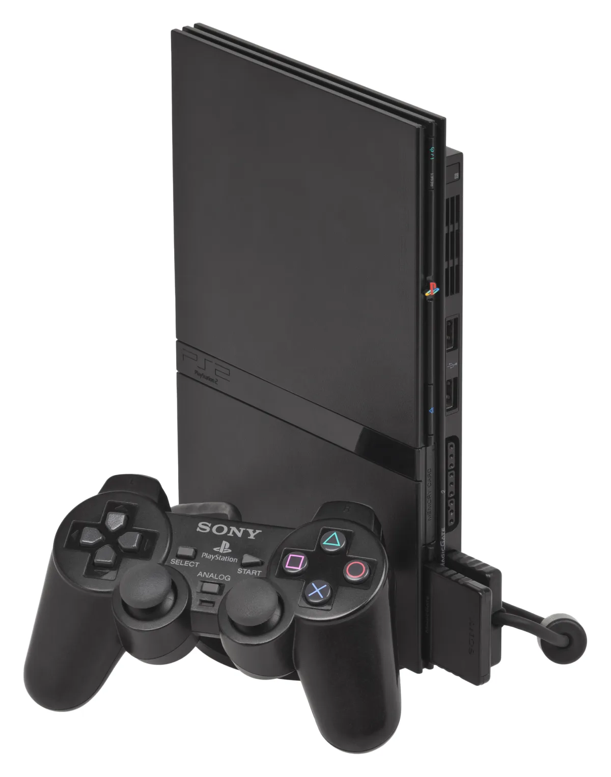 PlayStation 2 Slim SCPH-70001 with DualShock 2 and memory card