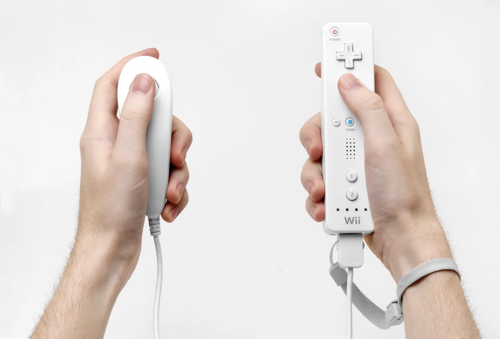 Hands holding a Wii Remote and Nunchuk, the control scheme that makes some Wii games unplayable on Android