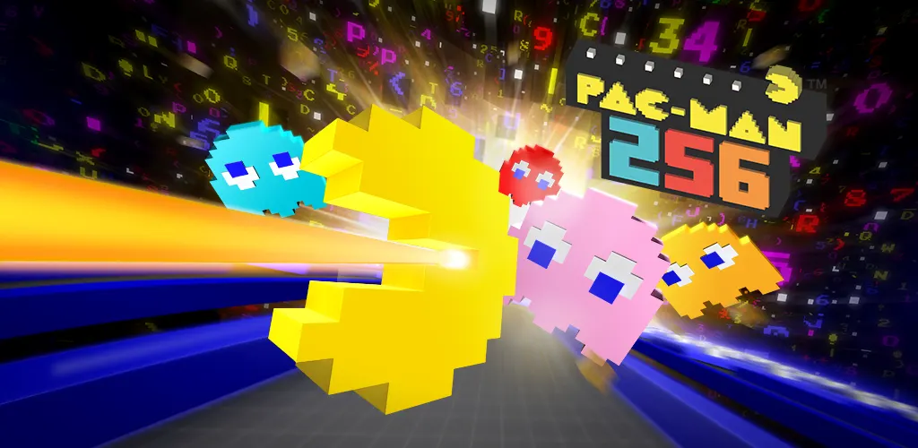 PAC-MAN 256 official Google Play art, one of the best endless runner games for mobile (one-touch / quirky)