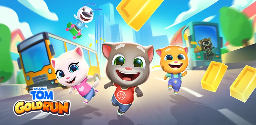 Talking Tom Gold Run official Google Play art, one of the best endless runner games for mobile (3d lane runner)
