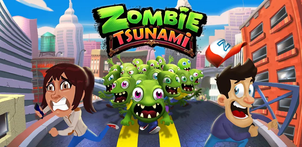 Zombie Tsunami official Google Play art, one of the best endless runner games for mobile (side-scroller)