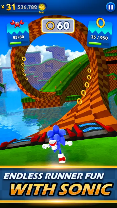 Sonic Dash Run official Google Play screenshot, a game like Temple Run